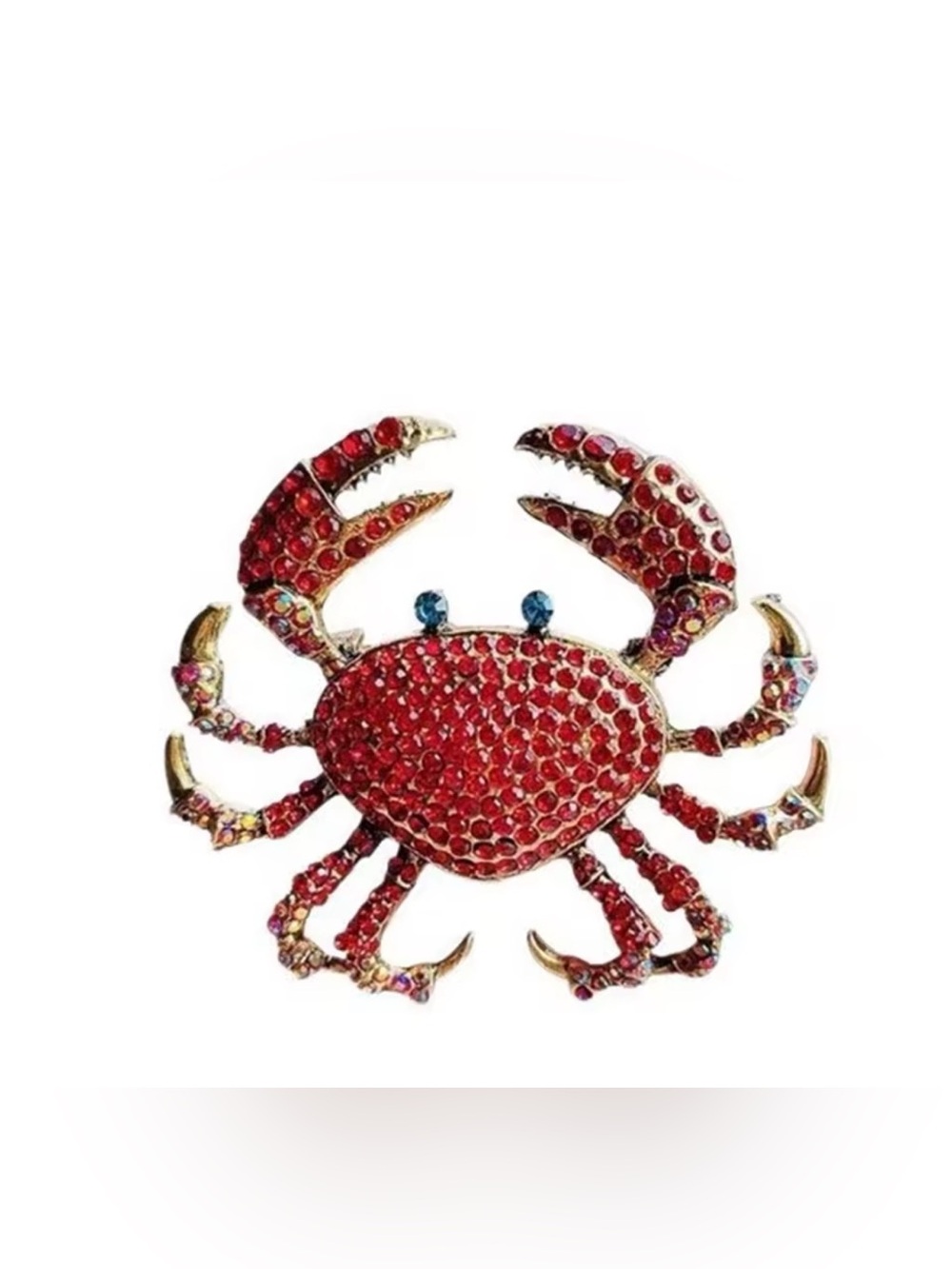 Anthropologie Red Crystal Crab Brooch Pin - Fashion  NWOT